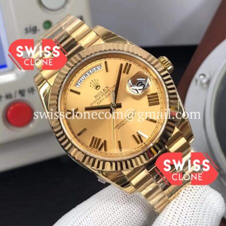 Rolex Day Date 40MM Gold Dial Roman Numerals High Resolution View
