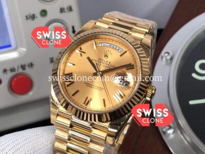 Rolex Day-Date 40MM Gold Dial Roman Numerals Replica Watch Cal.3255 Swiss Super Clone Watch