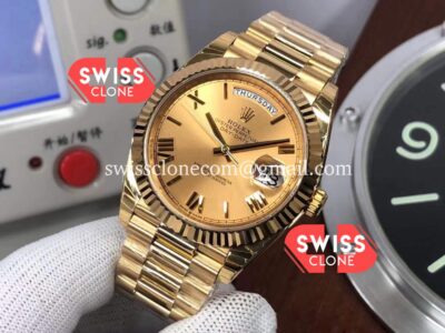 Rolex Day-Date 40MM Gold Dial Roman Numerals Replica Watch Cal.3255 Swiss Super Clone Watch