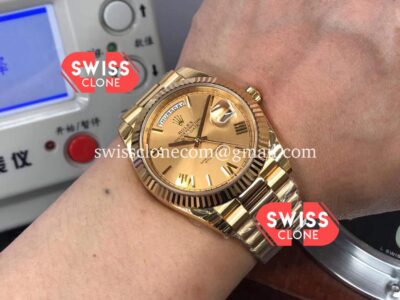Rolex Day-Date 40MM Gold Dial Roman Numerals Replica Watch Cal.3255 Swiss Super Clone Watch