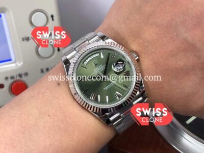 Rolex Day Date 40mm Green Dial Presidential Stainless Steel 1:1 Super Clone Watch