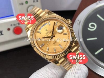 Rolex Day Date 40mm Presidential Yellow Gold 904L Gold Dial 1:1 Mirror Super Clone Watch