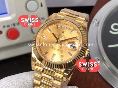 Rolex Day Date 40mm Presidential Yellow Gold 904L Gold Dial 1:1 Mirror Super Clone Watch