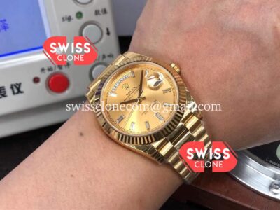 Rolex Day Date 40mm Presidential Yellow Gold 904L Gold Dial 1:1 Mirror Super Clone Watch