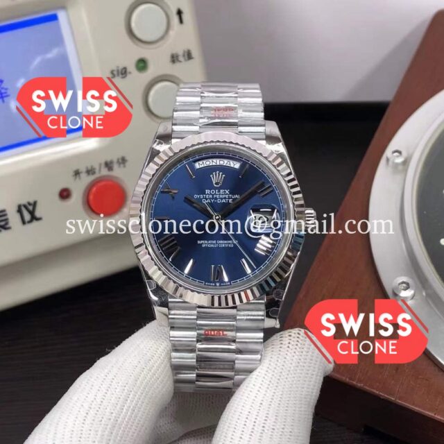 Rolex Day Date M228206-0015 40mm Blue Dial Presidential Stainless Steel 1:1 Super Clone Watch