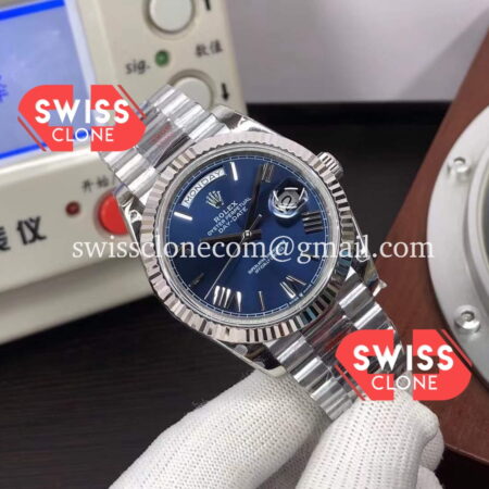 Rolex Day Date M228206-0015 40mm Blue Dial Presidential Stainless Steel 1:1 Super Clone Watch