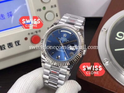Rolex Day Date M228206-0015 40mm Blue Dial Presidential Stainless Steel 1:1 Super Clone Watch