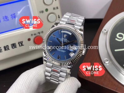 Rolex Day Date M228206-0015 40mm Blue Dial Presidential Stainless Steel 1:1 Super Clone Watch