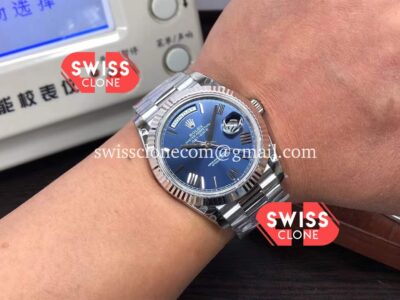 Rolex Day Date M228206-0015 40mm Blue Dial Presidential Stainless Steel 1:1 Super Clone Watch