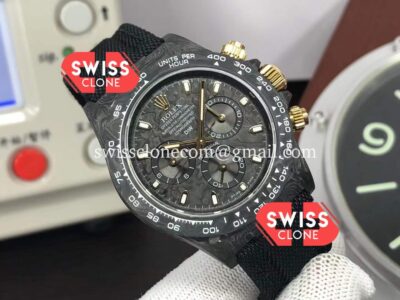 Rolex Daytona DiW Black & Gold Carbon Edition Watch - Forged Cabon Casing 1:1 Mirror Super Clone Watch