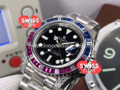Rolex GMT Masters II Diamond Bezel Swiss Watch in 904L Case – 1:1 Mirror Quality Super Clone Watch