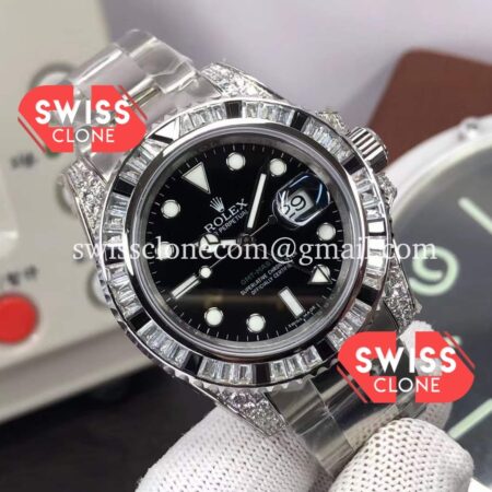 Rolex GMT Masters II Diamonds Bezel in 904L High Resolution View