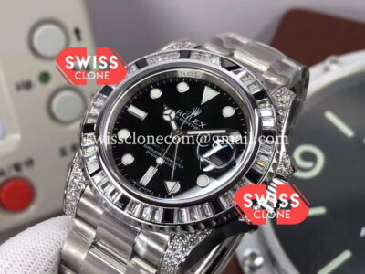 Rolex GMT Masters II Diamonds Bezel Swiss Watch in 904L Case – 1:1 Mirror Quality Super Clone Watch
