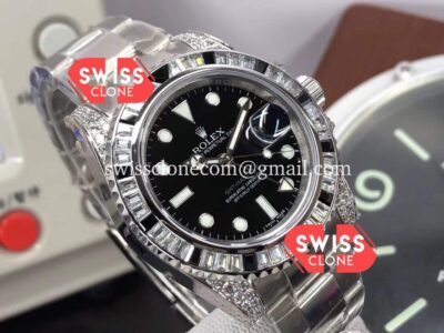 Rolex GMT Masters II Diamonds Bezel Swiss Watch in 904L Case – 1:1 Mirror Quality Super Clone Watch
