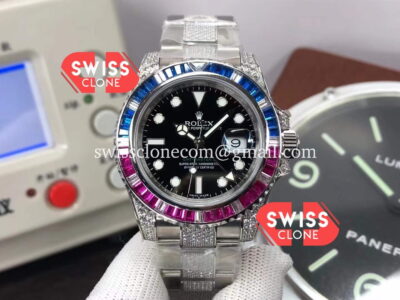 Rolex GMT Masters II Diamonds Swiss Watch in 904L Case - 1:1 Mirror Quality Super Clone Watch