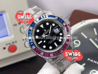 Rolex GMT Masters II Diamonds Swiss Watch in 904L Case - 1:1 Mirror Quality Super Clone Watch