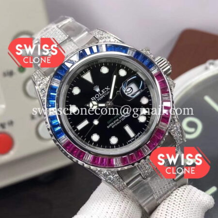 Rolex GMT Masters II Diamonds in 904L Case High Resolution View