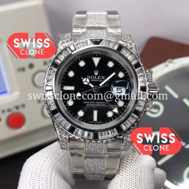 Rolex GMT Masters II Diamonds Swiss watch in 904L Case 1:1 Mirror Quality Super Clone Watch