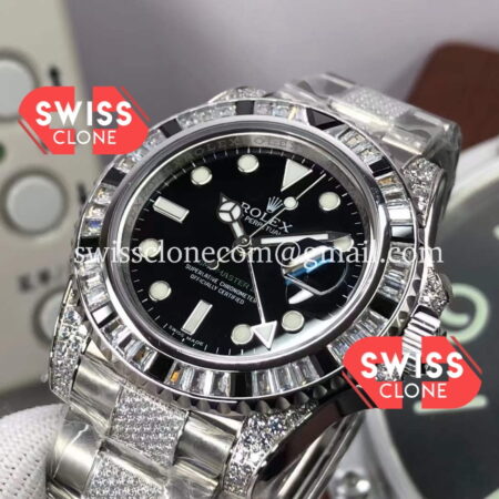 Rolex GMT Masters II Diamonds in 904L Case High Resolution View