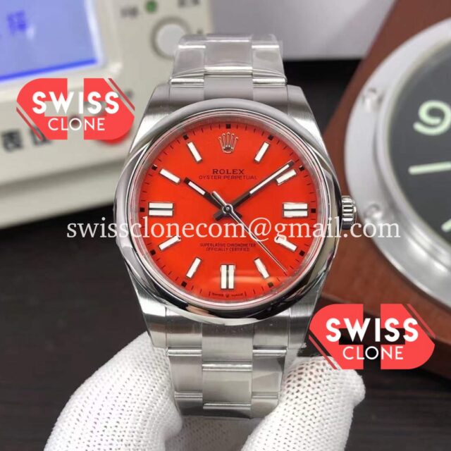 Rolex Oyster Perpetual 124300 Red Dial 41MM Swiss Cal.3230 Movement 904L Steel 1:1 Mirror Clone Watch