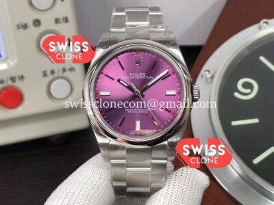 Rolex Oyster Perpetual 39mm 114300 Grape Dial Stainless Steel Super Clone Watch