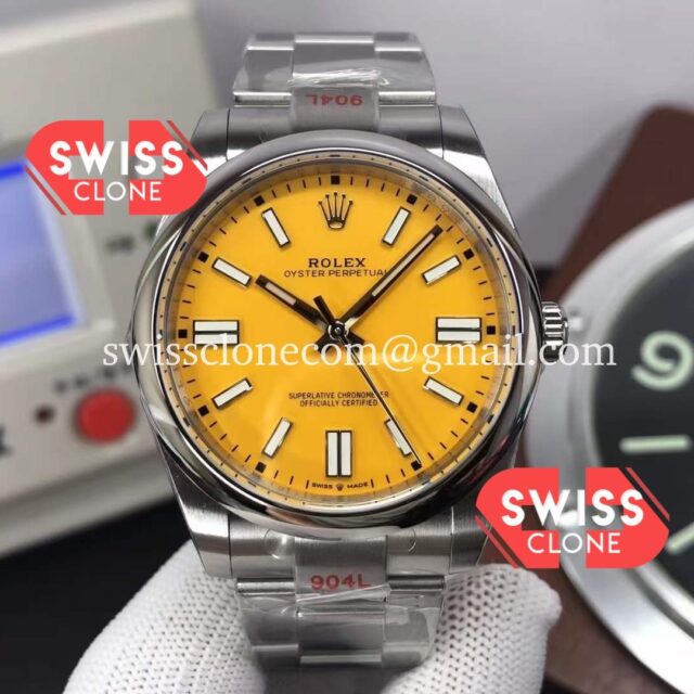 Rolex Oyster Perpetual 41MM Yellow Dial REF#124300 Cal.3230 Swiss Movement 1:1 Mirror Super Clone Watch