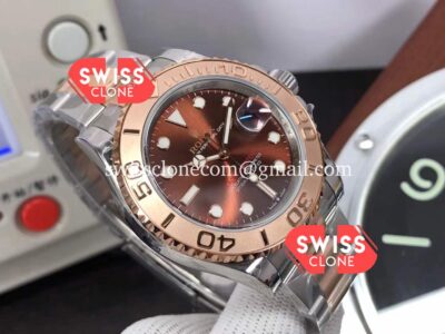 Rolex Yachtmaster 40mm Everose Gold - Oyster Steel Brown Dial 904L Steel Casing 1:1 Swiss Super Clone Watch