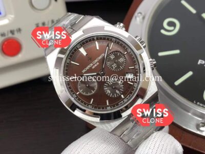Vacheron Constantin Overseas Chronograph Swiss Brown Dial Stainless Steel Strap Super Clone Watch