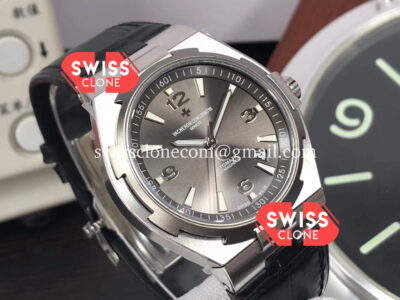 Vacheron Constantin Overseas Grey Dial Leather Strap 1:1 Mirror Super Clone Watch