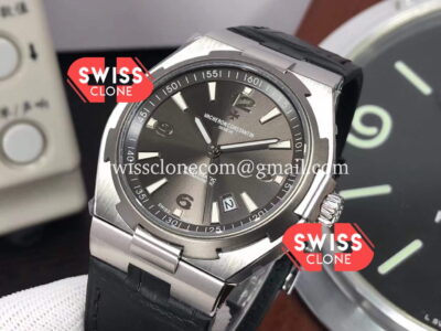 Vacheron Constantin Overseas Grey Dial Leather Strap 1:1 Mirror Super Clone Watch