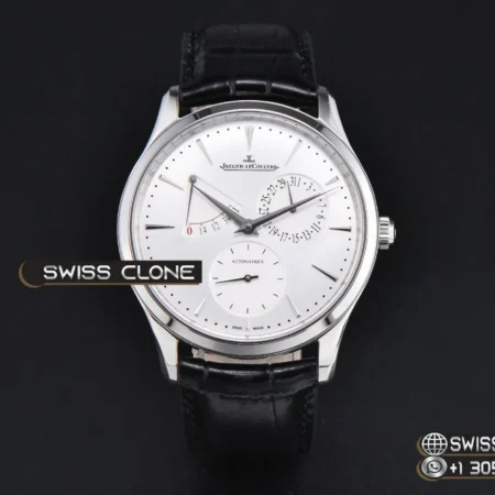 Rolex Jaeger LeCoultre Ultra Thin Power Reserve 39mm Silver Dial Black Leather DD938 High Resolution View