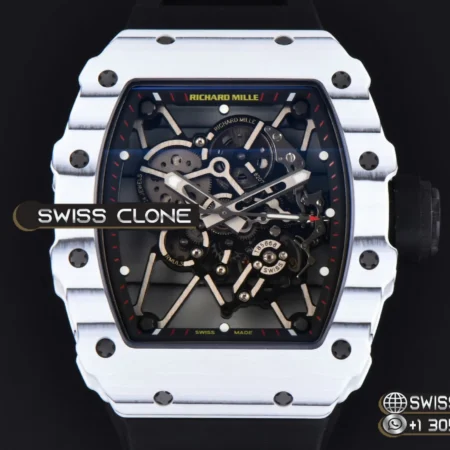 Richard Mille RM035 01 Real NTPT 44.4x50mm White Bezel Black Skeleton Dial Black Crown Black Rubber CAL.RMUL3 High Resolution View