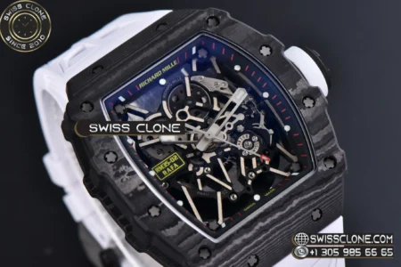 Richard Mille RM035 02 Real NTPT 44.5x50mm Black Skeleton Red Marker Dial White Crown White Rubber High Resolution View