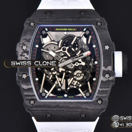 Richard Mille RM035 02 Real NTPT 44.5x50mm Black Skeleton Red Marker Dial White Crown White Rubber High Resolution View