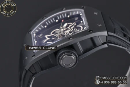 Richard Mille RM055 Ceramic 42.7mm Black Bezel Black Skeleton Dial Black Crown on Black Rubber RMUL2 High Resolution View