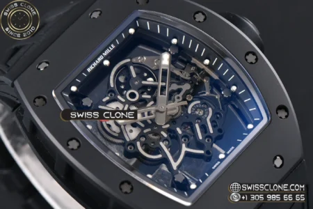 Richard Mille RM055 Ceramic 42.7mm Black Bezel Black Skeleton Dial Black Crown on Black Rubber RMUL2 High Resolution View