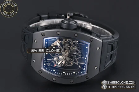 Richard Mille RM055 Ceramic 42.7mm Black Bezel Black Skeleton Dial Black Crown on Black Rubber RMUL2 High Resolution View