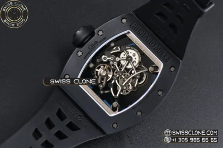 Richard Mille RM055 Ceramic 42.7mm Black Bezel Black Skeleton Dial Black Crown on Black Rubber RMUL2 High Resolution View