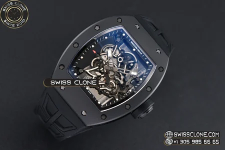 Richard Mille RM055 Ceramic 42.7mm Black Bezel Black Skeleton Dial Black Crown on Black Rubber RMUL2 High Resolution View