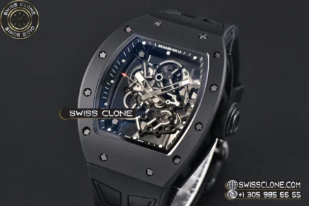 Richard Mille RM055 Ceramic 42.7mm Black Bezel Black Skeleton Dial Black Crown on Black Rubber RMUL2 High Resolution View