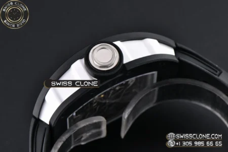 Richard Mille RM055 Ceramic 42.7mm Black Bezel White Skeleton Dial Black Crown on Black Rubber RMUL2 High Resolution View