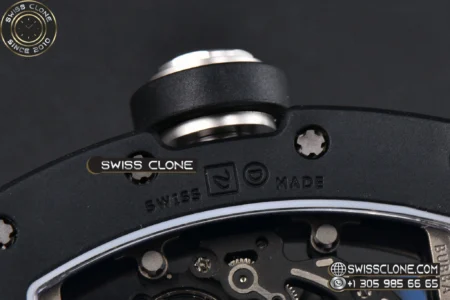 Richard Mille RM055 Ceramic 42.7mm Black Bezel White Skeleton Dial Black Crown on Black Rubber RMUL2 High Resolution View