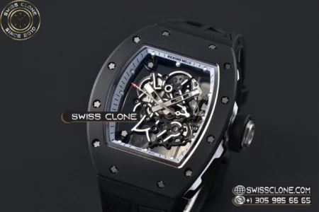 Richard Mille RM055 Ceramic 42.7mm Black Bezel White Skeleton Dial Black Crown on Black Rubber RMUL2 High Resolution View