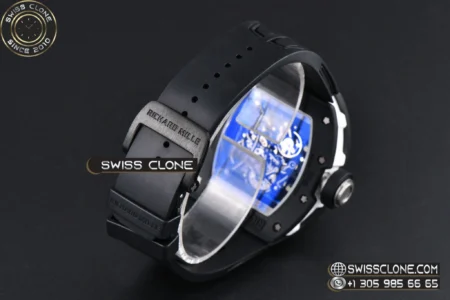 Richard Mille RM055 Ceramic 42.7mm Black Bezel White Skeleton Dial Black Crown on Black Rubber RMUL2 High Resolution View
