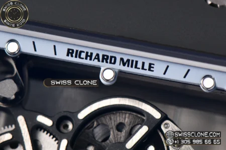 Richard Mille RM055 Ceramic 42.7mm Black Bezel White Skeleton Dial Black Crown on Black Rubber RMUL2 High Resolution View