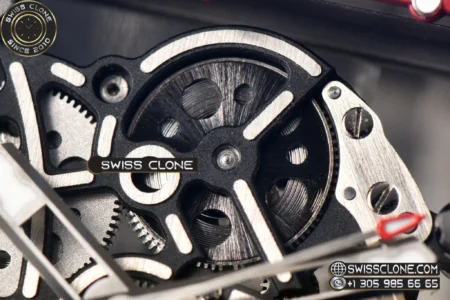Richard Mille RM055 Ceramic 42.7mm Black Bezel Red Skeleton Dial Red Crown on Black Rubber RMUL2 High Resolution View