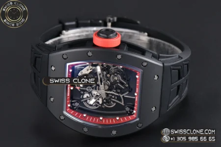 Richard Mille RM055 Ceramic 42.7mm Black Bezel Red Skeleton Dial Red Crown on Black Rubber RMUL2 High Resolution View
