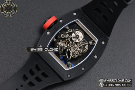 Richard Mille RM055 Ceramic 42.7mm Black Bezel Red Skeleton Dial Red Crown on Black Rubber RMUL2 High Resolution View
