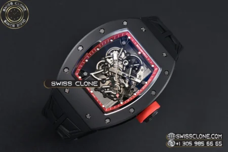 Richard Mille RM055 Ceramic 42.7mm Black Bezel Red Skeleton Dial Red Crown on Black Rubber RMUL2 High Resolution View