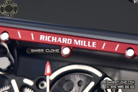 Richard Mille RM055 Ceramic 42.7mm Black Bezel Red Skeleton Dial Red Crown on Black Rubber RMUL2 High Resolution View